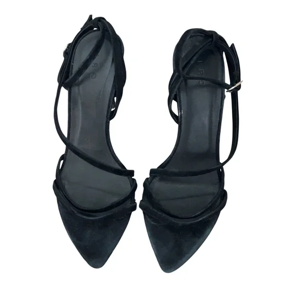 IRO Paris Romy Black Strappy Suede Sandal Stiletto Heels Size 38 - Picture 2 of 11